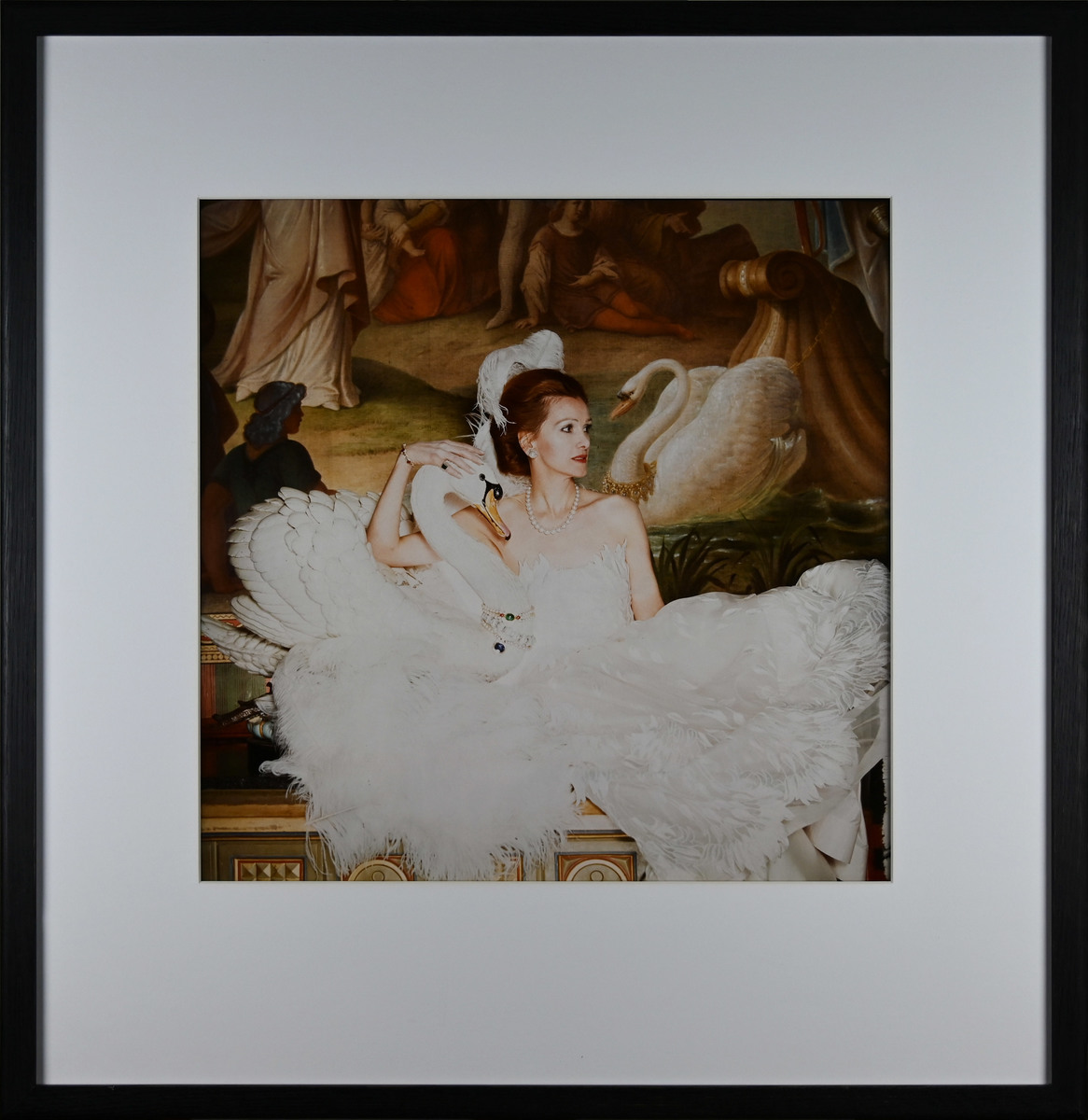 Model in Swan Outfit Modelling Jewellery